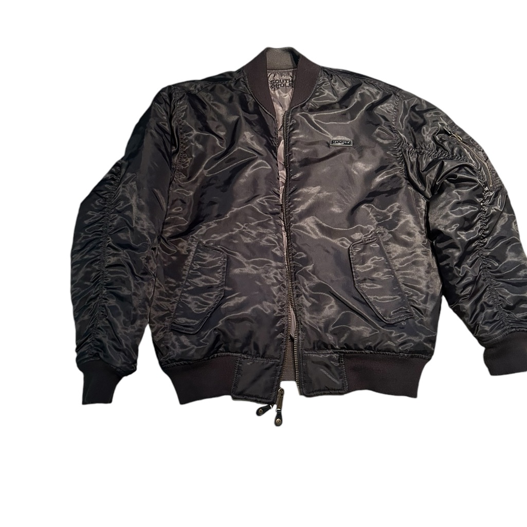 00s South Pole Black/Gray Reversible Quilted Bomber Jacket Size Medium